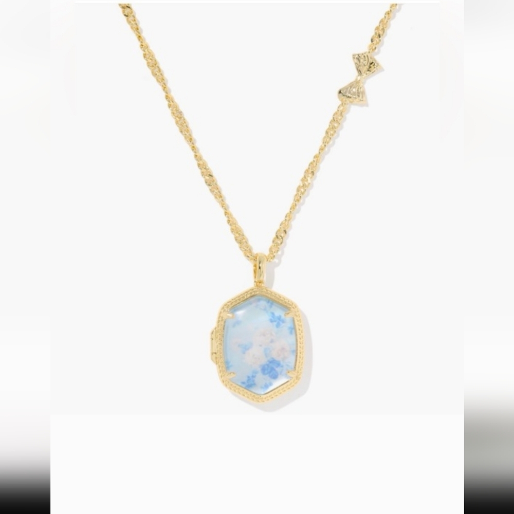NWT LOVESCHACK FANCY X KENDRA SCOTT DAPHNE GOLD LOCKET NECKLACE Reversible!! - Picture 2 of 4